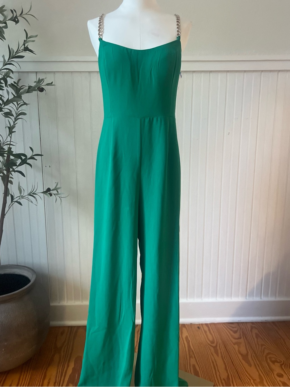 NWT‎ Lilly Pulitzer Zemira Sleeveless Jumpsuit Fiddle Leaf Green Size 12 Chain